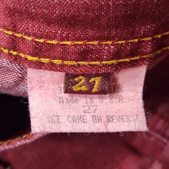 7 For All Mankind Woman’s Red Denim Slit Back Mini Skirt Size 27 - Picture 4 of 6